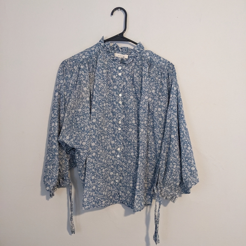 Dôen rose blouse blue floral small